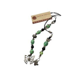 Donachélle Designs Bookmark With Green & Black Beads Silver Butterfl